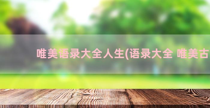 唯美语录大全人生(语录大全 唯美古风)